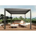Produktbild: Pergola HWC-L46, Gartenpavillon Lamellen-Pavillon, 10cm-Aluminium-Gestell, Regenrinne sturmfest, 3x4m anthrazit - Grau
