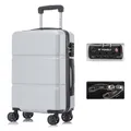 Produktbild: YONSLY Premium Reisekoffer TSA-Schloss,YKK-Reißverschluss Hartschalen-Koffer Trolley Kabinenkoffer Rollkoffer Suitcase Handgepäck 4 Rollen (Silber, M)