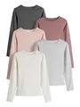 Produktbild: THE SET Damen t Langarmshirts mit Rundhalsausschnitt, 5er-Pack Light Grey/Light Pink/Slate Grey/Cream/Mauve Pink L