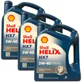 Produktbild: 3x5  Liter Shell Helix HX7 5W-40 Motoröl 5W40 MB 229.3 VW 502.00 505.00  Renault