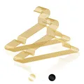 Produktbild: ROW&LINE® – Kleiderbügel Metall (42 cm) – 20 Stück (Gold) – platzsparende Kleiderbügel für Erwachsene – belastbar mit Schwerer Kleidung – Drahtkleiderbügel für Ordnung & einheitliche Optik