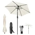 Produktbild: Sonnenschirm 220 cm mit Kurbel und Auto-Kippen, UPF 50+, für Terrasse, Balkon und Garten, Creme