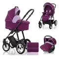 Produktbild: Coletto Kombi-Kinderwagen Leo 4 in 1 inkl. Sportsitz, Autositz und Zubehör in 20 Farben lila