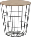 Produktbild: Meinposten Beistelltisch Nachttisch Tisch Korb mit Stauraum Couchtisch Metall Korb schwarz Holz Deckel