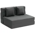 Produktbild: VEVOR 3 in 1 Klappsofa faltbares Schlafsofa mit 2 Kissen & waschbarem Bezug, umwandelbarer Schlafsessel aus 25D Memory Foam, Couch für Wohnzimmer Schlafzimmer, Dunkelgrau (TWIN XL / 1950x1005x150mm)
