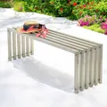 Produktbild: Gartenbank Wetterfest Metall Edelstahl Massiv 115cm Sitzbank Outdoor Garten Bank
