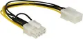 Produktbild: Delock Strom Anschlusskabel [1x PCIe-Stecker 8pol. - 1x PCIe-Buchse 6pol.] 0.20m Gelb, Schwarz