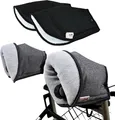 Produktbild: SENIORI Rollator / Rollstuhl HANDWÄRMER Muff Handmuff Handschuhe für Gehhilfe B - Schwarz + Grau Polar