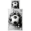 Produktbild: Herding Jugendbettwäsche, Schwarz, Weiß, Textil, Fußball, 135x200 cm, Oeko-Tex® Standard 100, pflegeleicht, hautfreundlich, schadstoffgeprüft, Schlaftextilien, Bettwäsche, Kinderbettwäsche