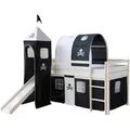 Produktbild: Homestyle4u Hochbett 90x200 Weiß Vorhang Pirat 522