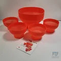 Produktbild: XL Popcornschüssel Set | 4x Silikon Schälchen faltbar | Rot