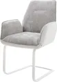 Produktbild: DELIFE Polsterstuhl Zoa-Flex, Freischwinger flach Weiß Materialmix Echtleder Weiß-Silbergrau Taschen