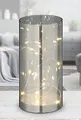 Produktbild: Spetebo LED Lichterglas silber mit Timer - 20 cm - Deko Glas Leuchte - Zylinder Lampe Tischdeko Fensterdeko beleuchtet