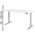 Produktbild: Hammerbacher Schreibtisch XMKA 19, weiß / silber, elektrisch höhenverstellbar, 180 x 70-120 x 80cm