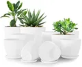 Produktbild: Utopia Home 10er-Pack Blumentopf 18/17/15/13/12 cm Übertopf mit Untertasse Für Küche, Balkon Blumentöpfe mit Untertasse Gartenpflanzen Sukkulenten, für Zimmerpflanzen Weiß.