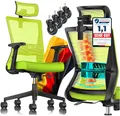 Produktbild: KESSER® Bürostuhl Ergonomisch mit verstellbaren Armlehnen | Drehstuhl mit Lendenwirbelstütze Rückenschonend | Schreibtischstuhl mit Kopfstütze | Office Chair Wippfunktion bis 125° mit 5X Gummirollen
