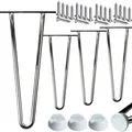 Produktbild: 4x Haarnadel Tischbeine EDELSTAHL SCHWARZ CHROME Möbel Tischgestell Hairpin Leg CHROM 2 Streben 61