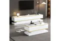 Produktbild: Merax Wohnzimmer-Set MODERN-121, Warmweiß mit Goldkante, (2-St), Hochglanz-TV-Lowboard 200 cm & Couchtisch 100 cm, Push-to-Open