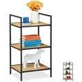 Produktbild: Relaxdays - Standregal 3 Ablagen, Bambus & Metall, offenes Regal, Stehregal Flur, HxBxT: 71 x 39 x 32,5 cm, braun-schwarz