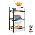 Produktbild: Relaxdays Standregal 3 Ablagen, Bambus & Metall, offenes Regal, Stehregal Flur, HxBxT: 71 x 39 x 32,5 cm, braun-schwarz