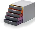 Produktbild: Durable Schubladenbox A4 (Varicolor) Ablagebox 5 Fächer, mit Etiketten zur Beschriftung, mehrfarbig, 760527