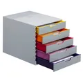Produktbild: DURABLE Schubladenbox VARICOLOR®  dunkelgrau mit bunten Farblinien 760527,...