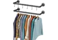 Produktbild: LuxusKollektion Wandgarderobe Industrieller Stil Rohr-Kleidergestell 2er Set Wandmontage Schwarz