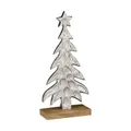 Produktbild: EGLO LIVING Deko Baum Baliguian, Weihnachtsdeko Wohnzimmer, Tischdeko Weihnachten aus Holz in Natur und Metall in Silber, Adventsdeko Fensterbank, 27 x 13 cm