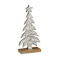 Produktbild: Deko Baum Weihnachtsdeko Fensterbank Tischdeko Silber Holz Natur 27x13cm
