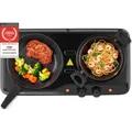 Produktbild: TZS First Austria - Kochplatte Infrarot 2er Glaskeramik-Herdplatte ALLE Topfarten 2000W - Doppelkochplatte Kochfeld elektrisch für Umzug, Camping ... - Schwarz