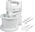 Produktbild: BOSCH Handmixer ErgoMixx MFQ36460, Edelst. Besen/Knethaken, Ständer, Schüssel, weiß, 450 W, 5 Stufen, ergon. Soft-Touch-Griff, Made in Europe