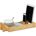 Produktbild: Bettablage, Mini-nachttisch Zum Anklemmen, Aus Bambus, Getränkehalter D: 9 Cm, Platzsparender Organizer, Natur - Relaxdays