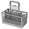 Produktbild: DL SERVICE Universaler Spülmaschinenkorb, Besteckkorb für Spülmaschine, Klappbarer Griff, Widerstandsfähiges Kunststoffnetz, 24 x 13,5 x 23,5 cm, Besteckkasten, Grau