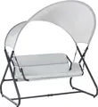 Produktbild: BELIANI Gartenschaukel Hellgrau Mesh Stahl mit Dach 3-Sitzer Modernes Design Hollywoodschaukel Outdoor Garten Terrasse