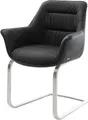 Produktbild: DELIFE Polsterstuhl Kaira-Flex, Freischwinger flach Edelstahl Echt-Leder Schwarz