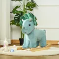 Produktbild: HOMCOM Schaukelpferd Plüsch Schaukeltier Triceratops-Design Dunkelgrün