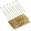 Produktbild: Zeayebsr 100 Stück Haarnadeln U Haarnadel Metall Wellenform Haarklammern Klassische Bobby Pins für Mädchen und Frauen Gewellt Haarklammern Haarschmuck Friseursalon für Kinder Frauen Mädchen(Gold)