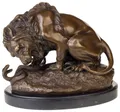 Produktbild: Bronzeskulptur Bronze Figur Statue Löwe Schlange nach Barye im Antik-Stil Replik