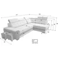 Produktbild: Robin Grand Ecksofa mit Schlaffunktion Bettkasten Kopfstützen 277x180x86 Silber Rechst