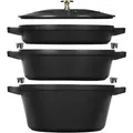 Produktbild: Staub Stackable Set Kochtopfset 3-tlg, rund, Schwarz, Gusseisen