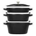 Produktbild: STAUB La Cocotte Kochtopfset, 3-tlg rund Gusseisen Schwarz