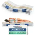 Produktbild: AM Qualitätsmatratzen | Latex-Taschenfederkernmatratze 90x200 cm - H2 -  Germany - Weiß