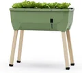 Produktbild: Gusta Garden Hochbeet SAMMY SALAD (inkl. Wassertank & Wasserstandsanzeige), Platzsparendes Hochbeet für den Balkon, dunkelgrün ohne Frühbeethaube
