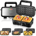 Produktbild: Fohere Sandwichmaker 1200W 5-Gang-Temperaturregelung Waffeleisen Kontaktgrill