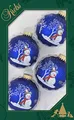 Produktbild: Krebs Glas Lauscha - 4 blaue Christbaumkugeln mit Schneemanndekoration - 7 cm - 4 Stück