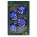 Produktbild: 4er Set Weihnachtskugeln Kugeln königsblau mit Schneemann ca. 7 cm