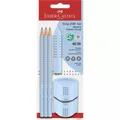 Produktbild: 4005405800732 Ołówek 3szt + gumka + temperówka Grip błękitny Faber Castell