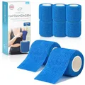 Produktbild: Health Press Selbstklebender Verband – 8x Pflaster Rolle (5cm x 4,5m) – Haftbandage Selbstklebend – Elastische Bandage – Wasser-, Staub-, Fett- & Schmutzabweisendes Verbandsmaterial (Blau, 8 Rollen)