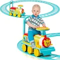Produktbild: COSTWAY Kinder Aufsitz Lokomotive mit Bahn, 6V Elektro Kinderauto mit einziehbaren Fußpedalen, Musik, Lichter & Box unter dem Sitz, für Kleinkind...