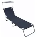 Produktbild: Ambia Garden Dreibeinliege, Anthrazit, Metall, Textil, 55x24x185 cm, klappbar, Rückenlehne verstellbar, wetterfest, verstellbares Dach, Gartenmöbel, Gartenliegen